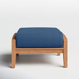 Birch Lane™ Summerton Outdoor Teak Ottoman w/ Cushion Wood in Blue/Brown | 15 H x 26.75 W x 26.75 D in | Wayfair 152221B2EDCF4B62A44E0899047A40BD