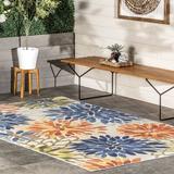 Blue/Green 60 x 0.2 in Indoor/Outdoor Area Rug - Lark Manor™ Aricia Floral Machine Washable Indoor/Outdoor Area Rug | 60 W x 0.2 D in | Wayfair