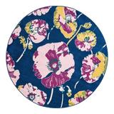 Blue/Navy 72 x 0.5 in Area Rug - Andover Mills™ Zabel Floral Navy Blue/Pink/Yellow Area Rug Polypropylene | 72 W x 0.5 D in | Wayfair