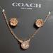 Coach Jewelry | Coach Circle Pendant Necklace & Tea Rose Stud Earrings Set | Color: Gold | Size: Os