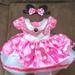 Disney Dresses | Disney Minnie Mouse Dress/Costume With Ear Headband 3-6m | Color: Pink | Size: 3-6mb