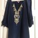 Lilly Pulitzer Tops | Euc Lilly Pulitzer Silk True Navy Gold Embroidered Silk Vent Sleeve Blouse Top M | Color: Blue/Gold | Size: M