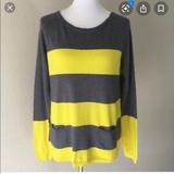 J. Crew Sweaters | Ann Taylor Gray Yellow Stripes Crew Neck Sweater-Xs | Color: Black/Orange | Size: Xs