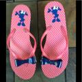 Disney Shoes | New- Disney Minnie Mouse Wedge Flip-Flops With Bows. Cute And Comfy. Brand New | Color: Blue/Pink | Size: 10