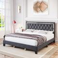 Rosdorf Park Duclair Tufted Low Profile Velvet Platform Bed w/ Adjustable Headboard | 45.3 H x 78 W x 85.2 D in | Wayfair