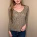 American Eagle Outfitters Tops | American Eagle Xs Dark Green & Tan Oversized V-Neck Knit Long Sleeve Top Thin | Color: Green/Tan | Size: Xs