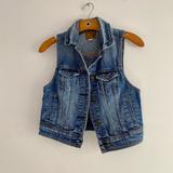 American Eagle Outfitters Jackets & Coats | American Eagle Cropped Denim Vest - Xs | Color: Blue | Size: Xs