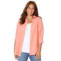 Plus Size Women's Windowpane Buttonfront Shirt by Catherines in Sweet Coral (Size 5X)