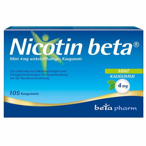 Nicotin beta Mint 4 mg wirkstoffhalt.Kaugummi 105 St Kaugummi