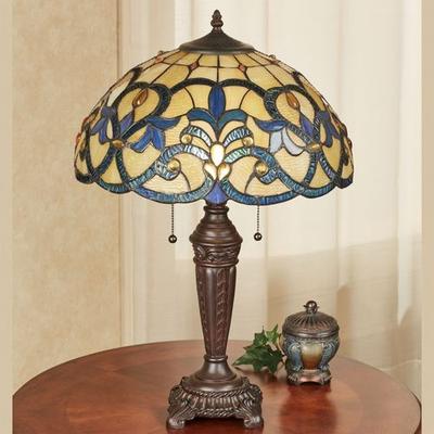 Lorne Stained Glass Table Lamp Blue , Blue