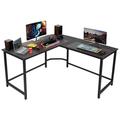 Inbox Zero L Shaped Desk Premium Corner Computer Desk Gaming Table Workstation For Home Office Wood/Metal in Black | 30 H x 67 W x 23.6 D in | Wayfair