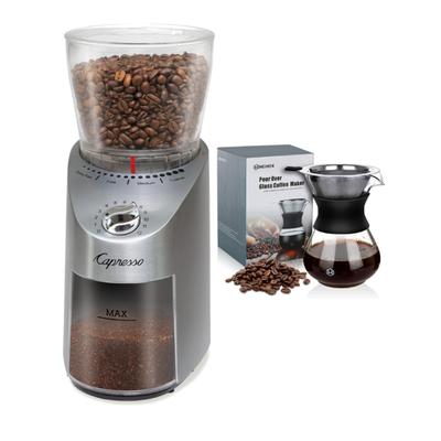 Capresso Infinity Plus Conical Burr Grinder (Stainless Steel) Bundle