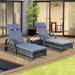 Outsunny 3 Piece Patio Wicker Chaise Lounge Chair Set, Adjustable Outdoor Rattan Lounge with Wheels for Easy Moving & Padded