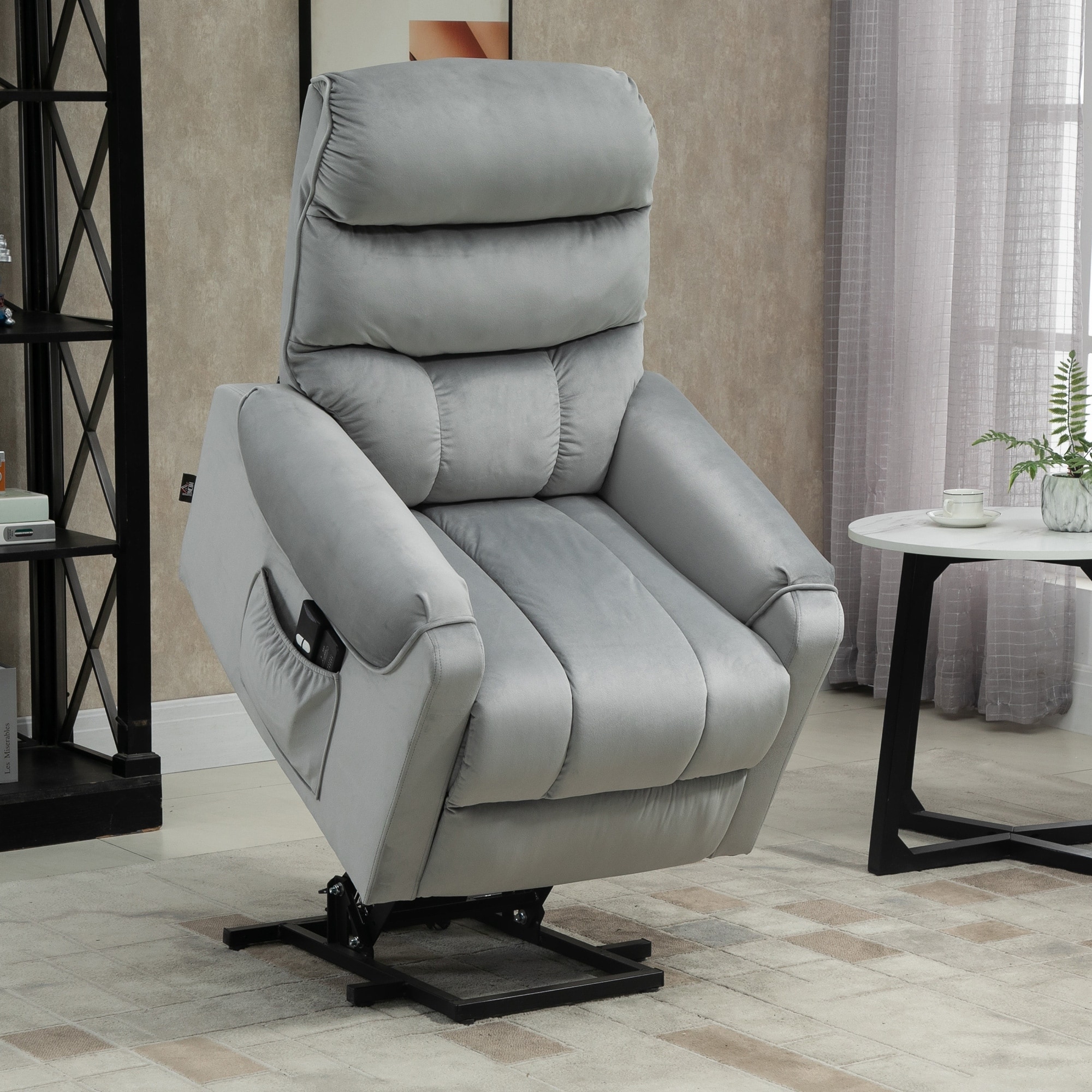 HOMCOM Electric Power Lift Recliner, Upholstered Vibration Massage Chair with Remote Control