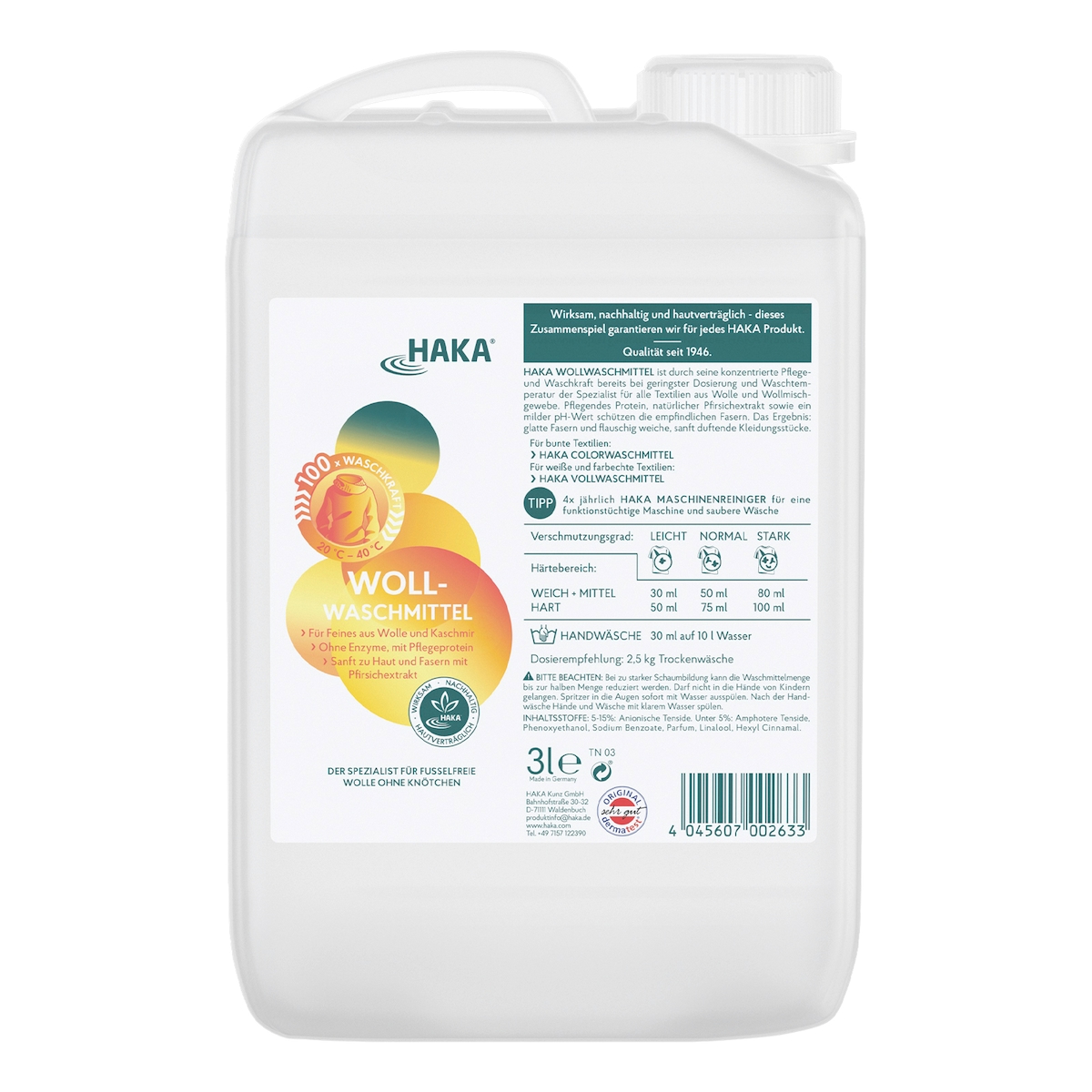 HAKA Wollwaschmittel 3l Flüssigwaschmittel Waschmittel Feinwaschmittel Image