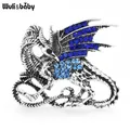 Wuli & bébé marche bleu aile Dragon broche broches Vintage cristal bijoux Badge hommes costume
