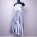 J. Crew Dresses | J.Crew Blue White Chambray Linen Striped Tiered Halter Maxi Dress | Color: Blue/White | Size: Xs