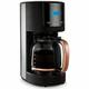 Morphy Richards Accents Pour Over Filter Coffee Maker, Programmable Timer, Digital Display, Reusable Filter, Glass Carafe & Keep Warm Hot Plate, 1.8L, Rose Gold, 162030