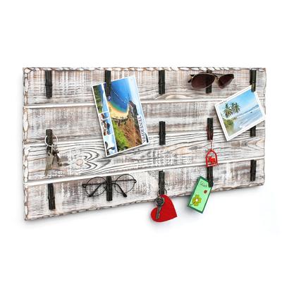 Dandibo - Memoboard Holz Weiß Wandorganizer mit 15 Klammern 93914 Pinnwand Memotafel handgemacht