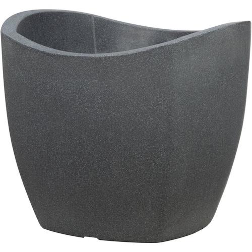 Scheurich Wave Globe Cubo 40, Pflanzgefäß/Blumentopf/Pflanzkübel, rund, Farbe: Schwarz-Granit,