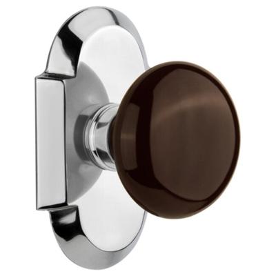 Nostalgic Warehouse Brown Porcelain Solid Brass Privacy Door Knob Set