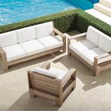 Set of 2 St. Kitts 3-pc. Sofa Set in Weathered Teak - Sofa Set with Lounge Chair, Glacier, Glacier - Frontgate