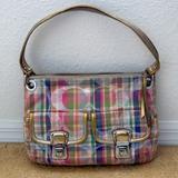 Coach Bags | Authentic Coach Poppy Madras Multicolored Plaid Hand Bag/ Crossbody. | Color: Red/Tan | Size: Os