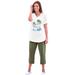 Plus Size Women's Two-Piece V-Neck Tunic & Capri Set by Woman Within in Dark Olive Green Palms (Size S)