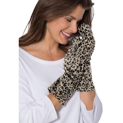 Plus Size Women's Fleece Gloves by Accessories For All in Khaki Graphic Spots