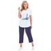Plus Size Women's Two-Piece V-Neck Tunic & Capri Set by Woman Within in Navy Seaside (Size L)