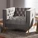 Armchair - Mercer41 Konen 33.07" Wide Tufted Armchair Wood/Polyester/Fabric in Gray | 29.13 H x 33.07 W x 34.25 D in | Wayfair