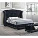 House of Hampton® Nsonowa Platform Bed Upholstered/Velvet/Faux leather in Black | 62.5 H x 88 D in | Wayfair 709C6C709B654E59871D800C66A8BA64