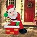 The Holiday Aisle® Christmas Rooftop Santa Inflatable Polyester in Black/Green/Red | 60 H x 42 W x 36 D in | Wayfair