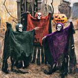 The Holiday Aisle® Scary Skeleton Halloween Decorations in Green/Indigo/Orange | 20.08 H x 9.45 W x 4.33 D in | Wayfair