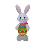 The Holiday Aisle® Bunny Rabbit Holding One Egg Holiday Blow up Yard Decoration Inflatable in Green/Red/White | 60 H x 29 W x 22 D in | Wayfair