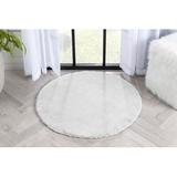 Black 35 x 0.8 in Area Rug - Well Woven kids Opal Crest Modern Solid Glam Faux Fur Plush White Glam Shag Area Rug Polyester | Wayfair OPA-12-3R