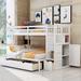 Twin over Full/Twin Bunk Bed, Convertible Bottom Bed, Storage Shelves and Drawers