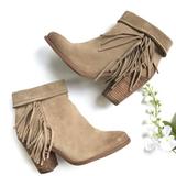 Jessica Simpson Shoes | Jessica Simpson Boho Callaghan Suede Fringe Ankle Booties | Color: Tan | Size: 9