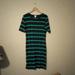 Lularoe Dresses | Blue And Teal Striped Lularoe Dress | Color: Blue/Green | Size: L