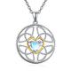 KINGWHYTE Celtic Knot Necklace for Women, 925 Sterling Silver Irish Claddagh Moonstone Heart Pendant Round Jewellery, Trinity Jewelry with Gift Box for Girls Mom Wife Girlfriend