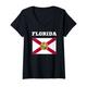 Damen Florida T-Shirt American Tee USA Top Reise Flagge Geschenk T-Shirt mit V-Ausschnitt