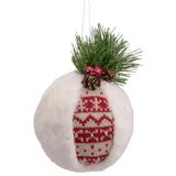 8" Faux Fur and Nordic Print Christmas Ball Ornament