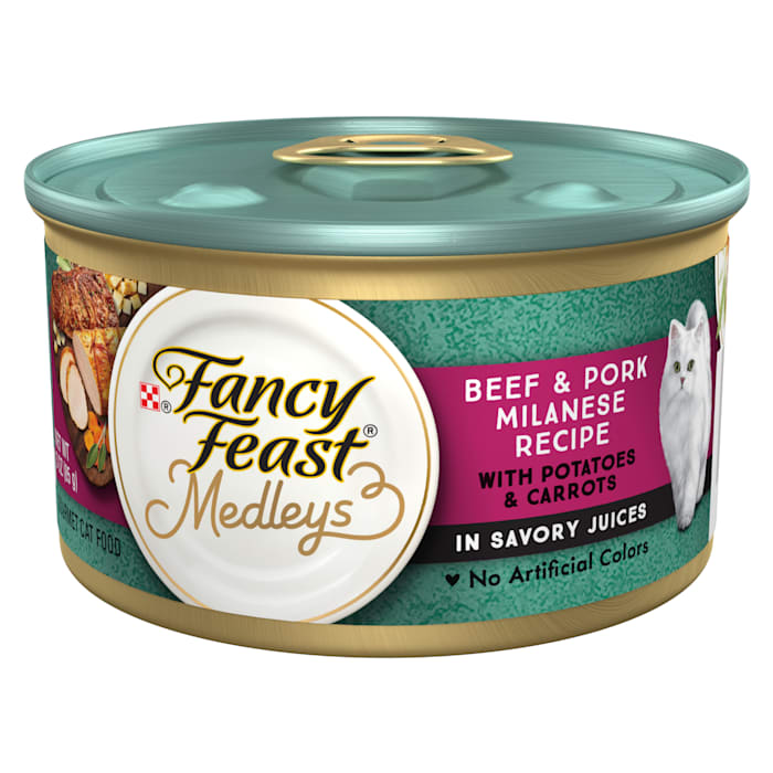 Fancy Feast Medleys Beef & Pork Milanese with Carrots & Potatoes in Savory Juices Wet Cat Food, 3 oz., Case of 24