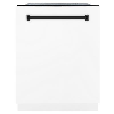 "ZLINE Autograph Edition 24"" 3rd Rack Top Control Tall Tub Dishwasher in White Matte with Matte Black Handle, 51dBa (DWMTZ-WM-24-MB) - ZLINE Kitchen and Bath DWMTZ-WM-24-MB"