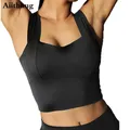 Aiithuug – soutien-gorge de sport rembourré pour femmes haut court à soutien complet pour