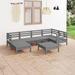 vidaXL 7 Piece Patio Lounge Set Solid Pinewood Gray - 25" x 25" x 24.6"