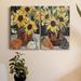 Rosalind Wheeler Sunflower Vase I Premium Gallery Wrapped Canvas - Ready To Hang Metal in Brown/Green/Yellow | 27 H x 32 W x 1 D in | Wayfair