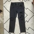 American Eagle Outfitters Jeans | American Eagle Ripped High Waisted Boyfriend Black Denim Jeans | Color: Black | Size: 8