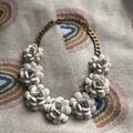 J. Crew Jewelry | J Crew Rose Wreath White Flower Floral Statement Necklace | Color: White | Size: Os