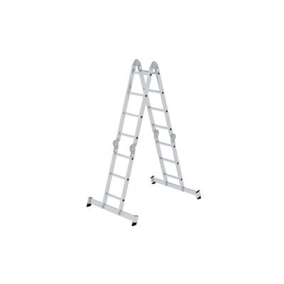 Günzburger Steigtechnik Vielzweckleiter aus Aluminium, mit nivello®-Traverse, mehrfach verwendbar, 2 x 3 + 2 x 4 Sprossen Image